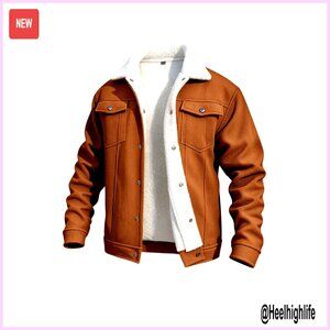 Men's Corduroy Trucker Jacket Fleece Lined Winter Coat Sherpa Collar